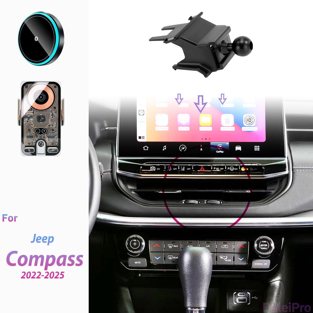 Compass Lensatic - حامل هاتف لاسلكي للسيارة مع شاحن