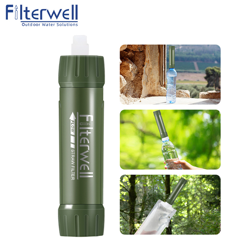 Water Purification Straw - Filterwell الأخضر مصغرة مصفاة مياه السفر