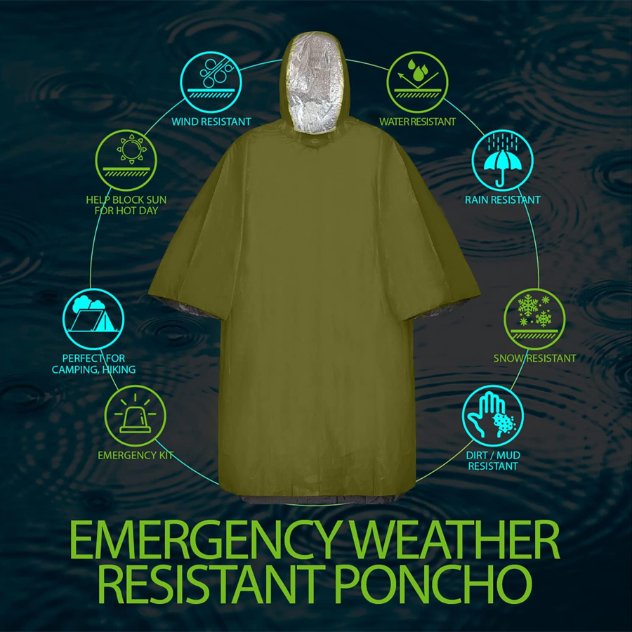مجموعة معطف للطوارئ مكونة من 3 - مراجعة Emergency Poncho Rain وسعره