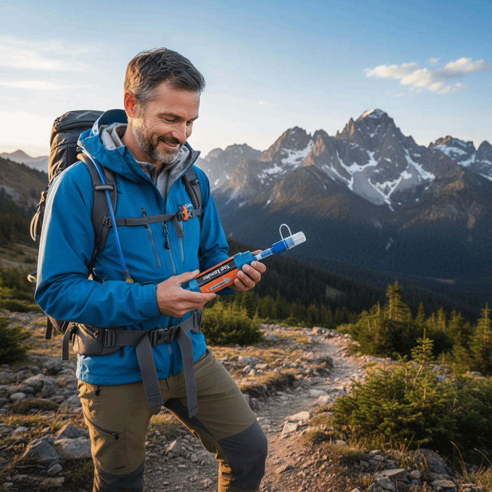 فلتر مياه صغير محمول على شكل ش - مراجعة Water Purification Straw وسعره